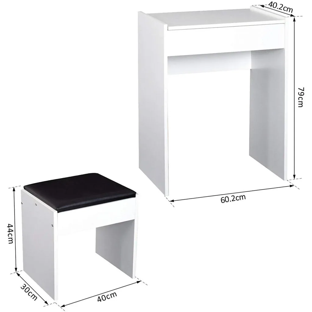 Schminktisch Kosmetiktisch mit Hocker Weiß 60 x 40 x 79cm