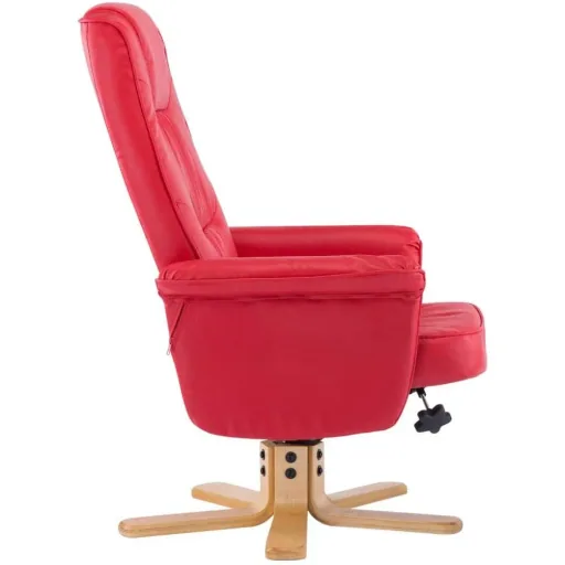 Sessel mit Fußhocker Kunstleder rot