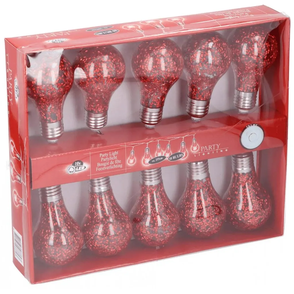 Partybeleuchtung Weihnachtsbeleuchtung led 225 cm Rot 10 Stück