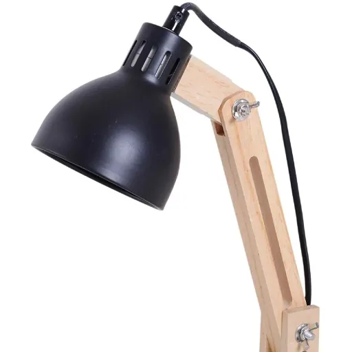 Tischleuchte Schreibtischlampe verstellbar Leselampe Büro Metall + Holz schwarz 26 x 15 x 41 cm