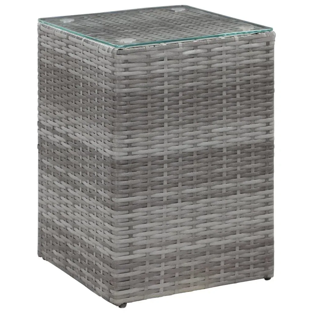 Beistelltisch 3-teilig mit Glasplatte Poly-Rattan grau