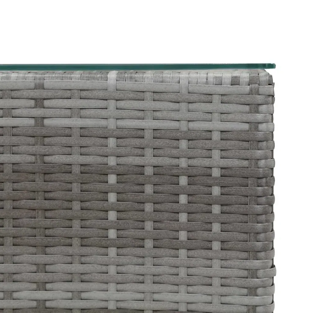Beistelltisch 3-teilig mit Glasplatte Poly-Rattan grau
