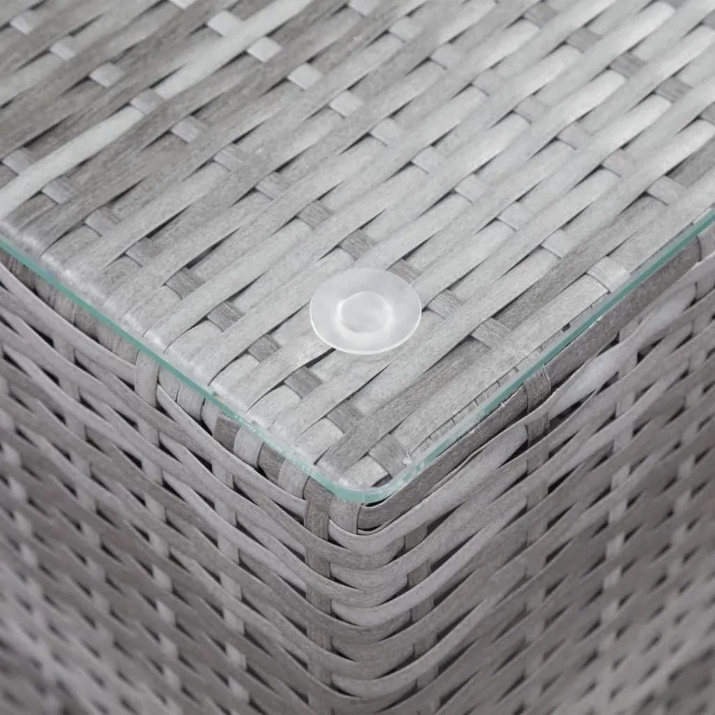 Beistelltisch 3-teilig mit Glasplatte Poly-Rattan grau