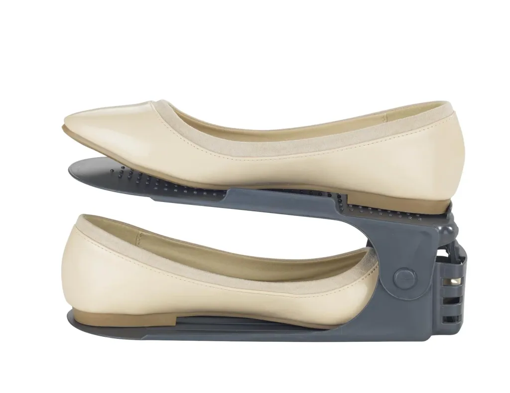 Schuhhalter, Schuhstapler,Schuhorganizer höhenverstellbar, Grau, 8er