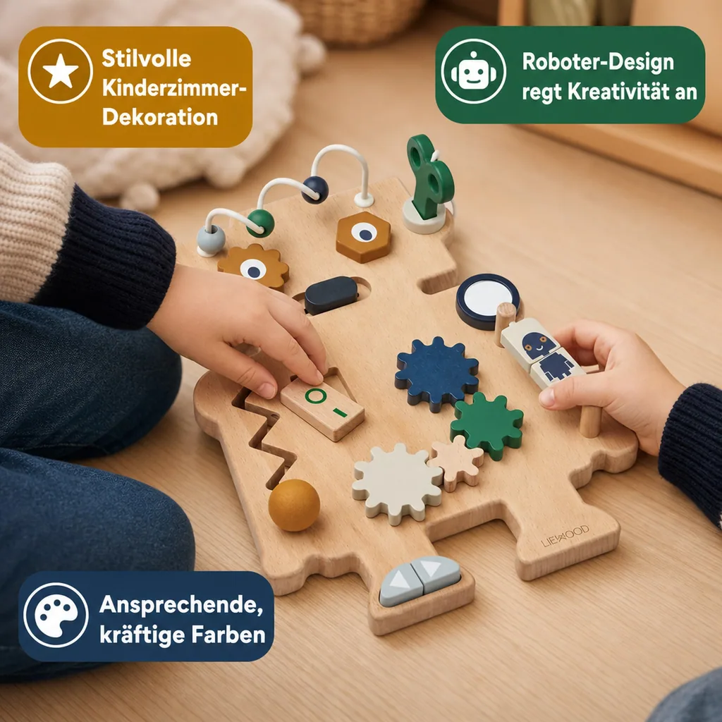 Liewood Holzspielzeug, Spielbrett - Carola Roboter, Indigoblau multi mix
