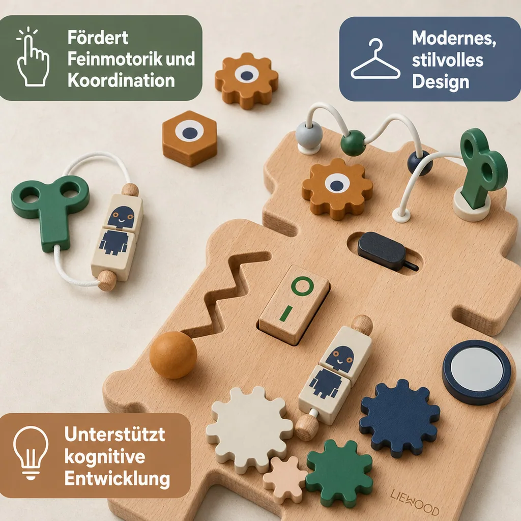 Liewood Holzspielzeug, Spielbrett - Carola Roboter, Indigoblau multi mix