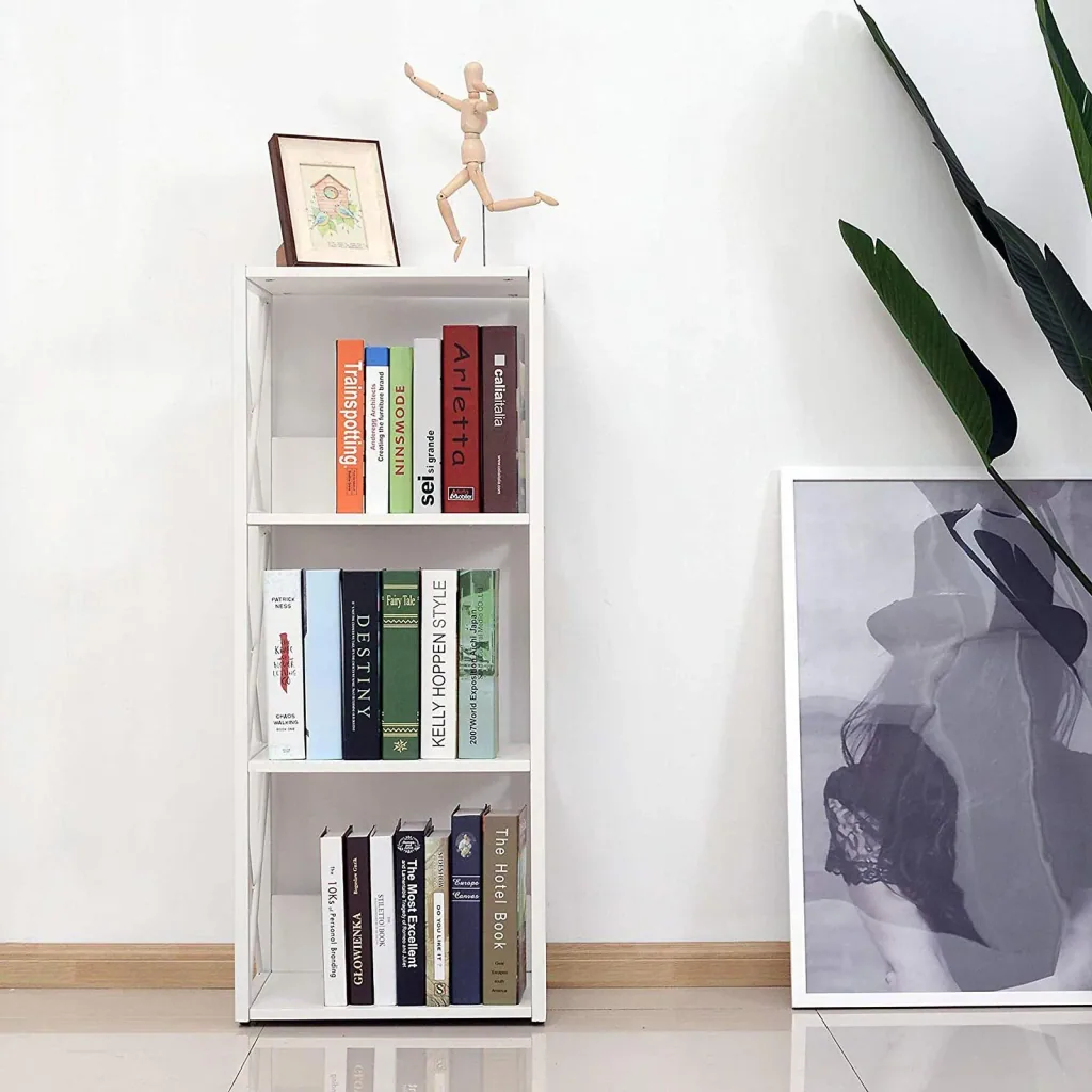 Standregal Bücherregal Aufbewahrungsregal 4 Staufächer Metall Weiß 40 x 35 x 108 cm