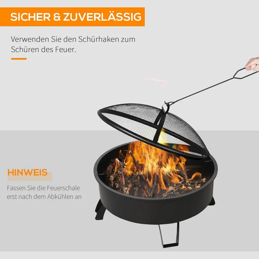 2-in-1 Feuerschale mit Grillrost schwarz