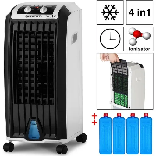 Mobiles Klimagerät weiß/schwarz 5L inkl. Timer, Fernbedienung & 2 Kühlelemente