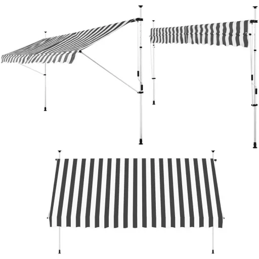 Klemmmarkise Weiß/Grau 250cm