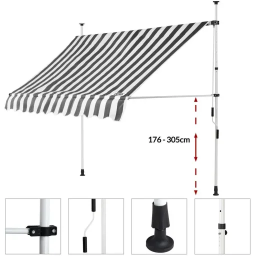 Klemmmarkise Weiß/Grau 250cm