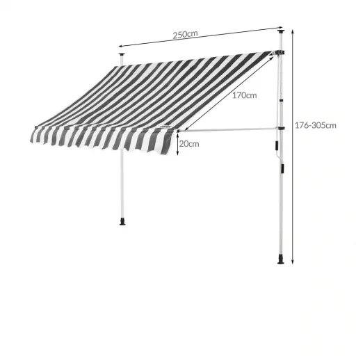 Klemmmarkise Weiß/Grau 250cm