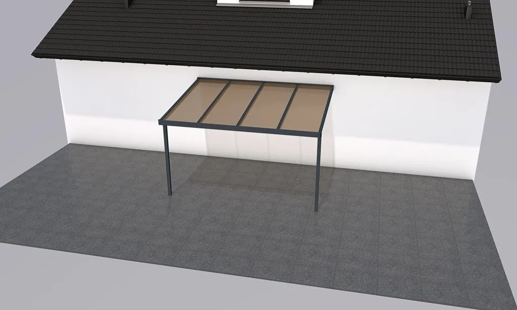 Terrassendach Premium, anthrazit, 4102 x 3060 mm - Acryl Stegplatten 16mm, bronze