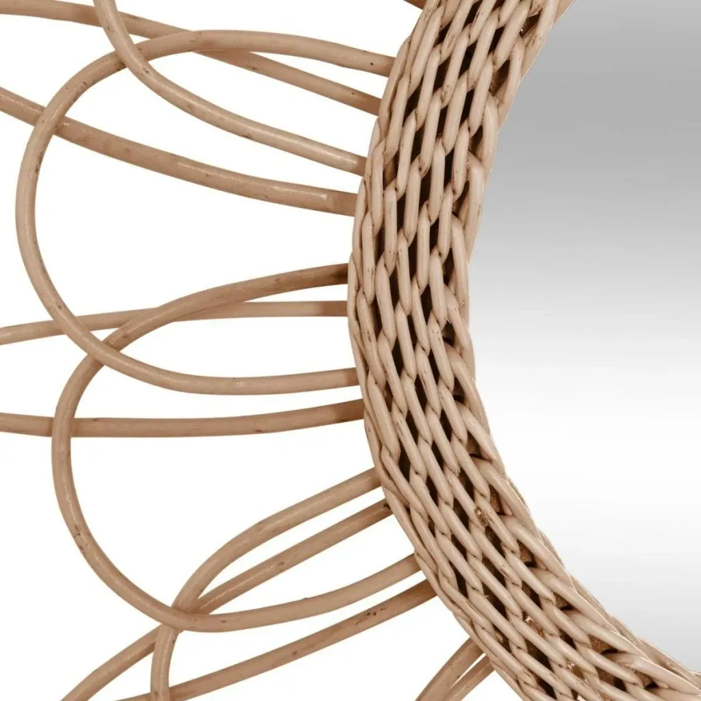 Spiegel im Blumenrahmen - 56 cm - Braun/Rotan