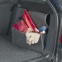 Kofferraumtasche grau mit praktischem Tragegriff.