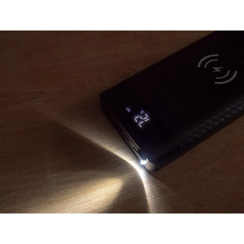 VT-3508 Netzteil mit drahtloser QI-Ladefunktion - 20.000mah - einschließlich Mikro-USB-Kabel - schwarz