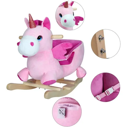 Schaukelstuhl Kinder Einhorn mit Sicherheitsgurt