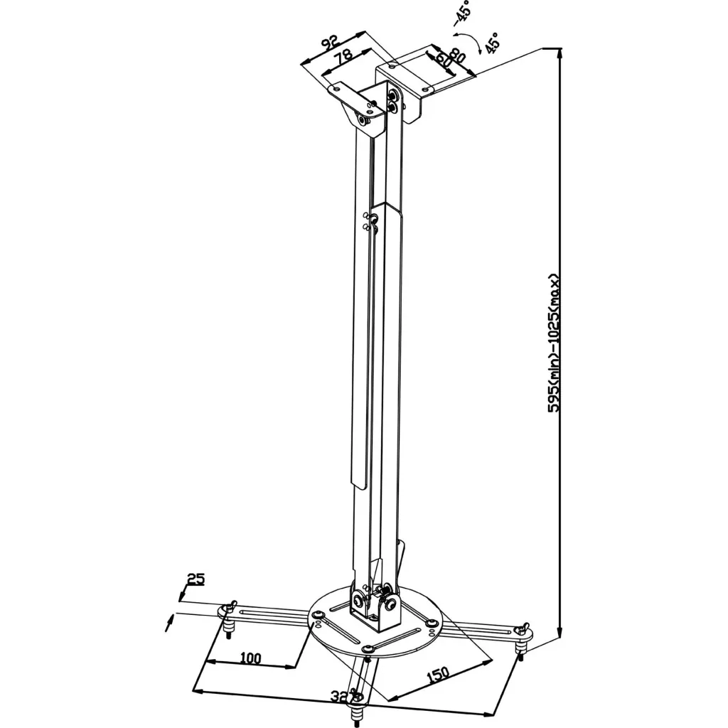 Projektor-Deckenhalterung vollbeweglich 10 kg Schwarz
