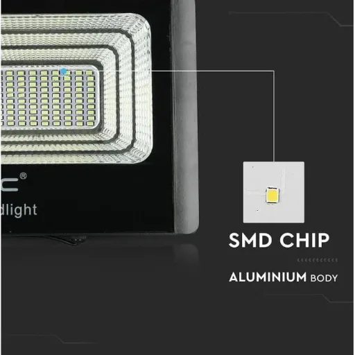 VT-60W Solar-Flutlicht mit Solarpanel - 1650 Lm - 6000K - Schwarz