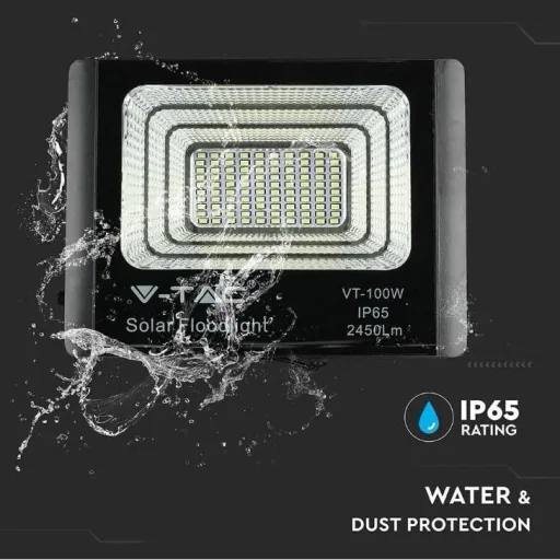 VT-60W Solar-Flutlicht mit Solarpanel - 1650 Lm - 6000K - Schwarz