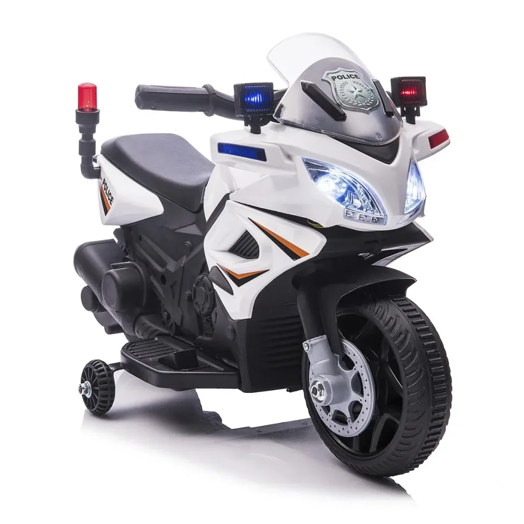 Kinder Polizei Elektromotorrad Polizeimotorrad Elektroauto Kinderwagen für 18 bis 36 Monaten mit 2 Scheinwerfer Polizeil