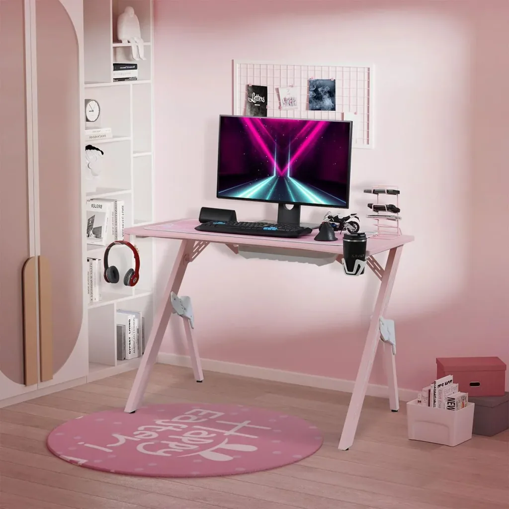 Gaming Tisch Schreibtisch Computertisch Arbeitstisch Möbel für Büro Wohnzimmer Arbeitszimmer, modernes Design, MDF Metal