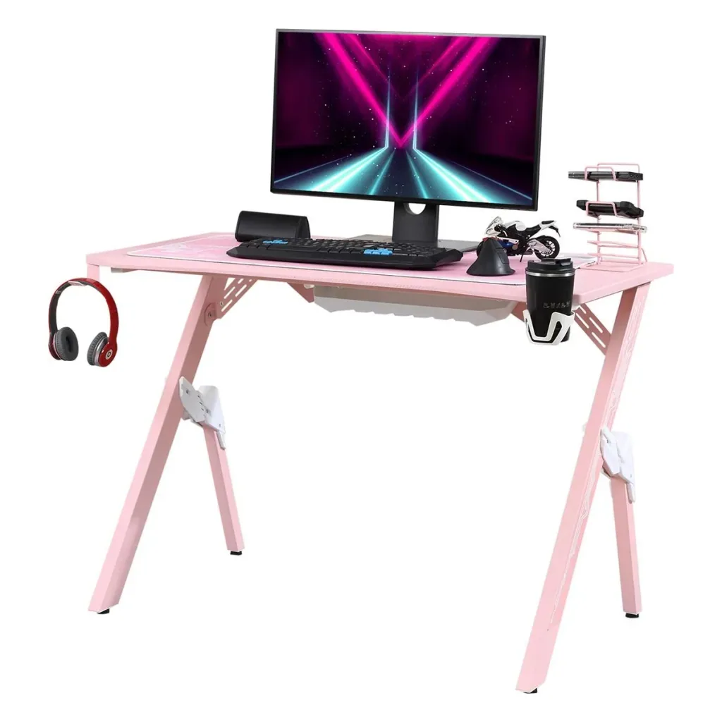 Gaming Tisch Schreibtisch Computertisch Arbeitstisch Möbel für Büro Wohnzimmer Arbeitszimmer, modernes Design, MDF Metal