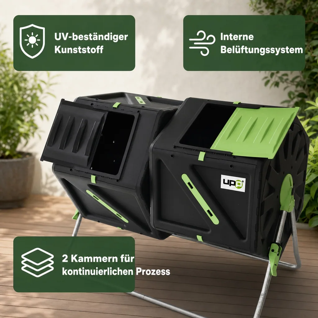 Trommel-Komposter 2 Kammern je 105 Liter