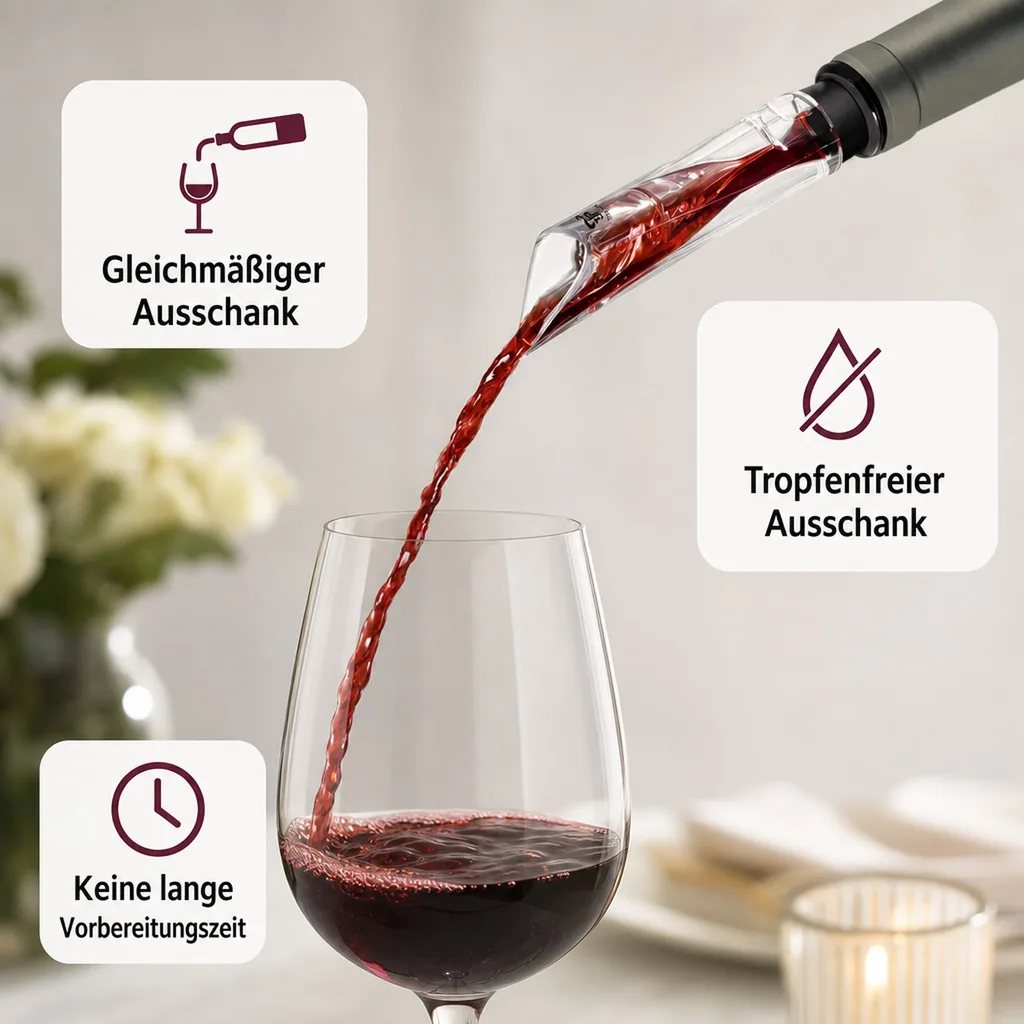 Weinausgießer - Crystal Areator, extra lang