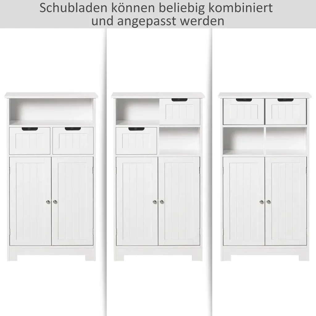 Badezimmerschrank mit 2 Schubladen 1 Tür Schrank weiß