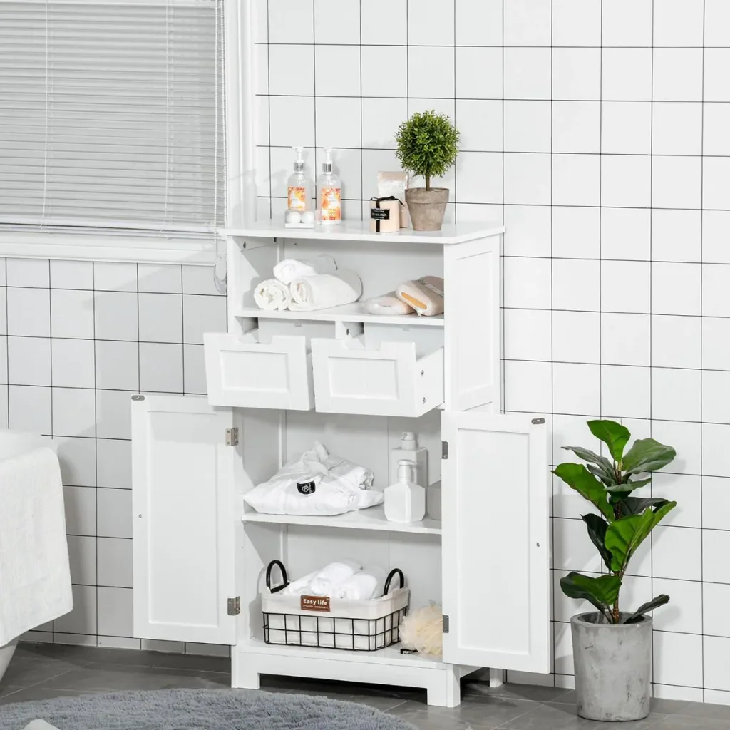Badezimmerschrank mit 2 Schubladen 1 Tür Schrank weiß