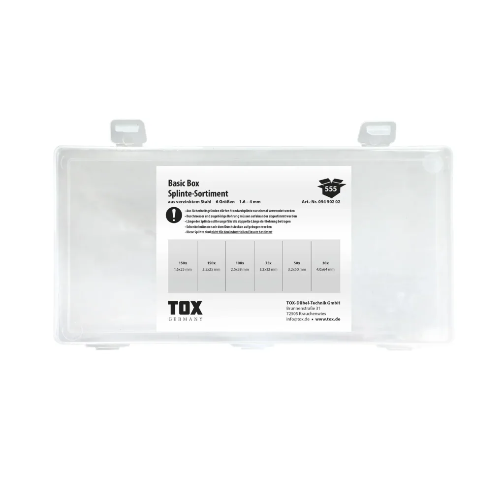 Splinte - Sortiment Basic Box 555-teilig