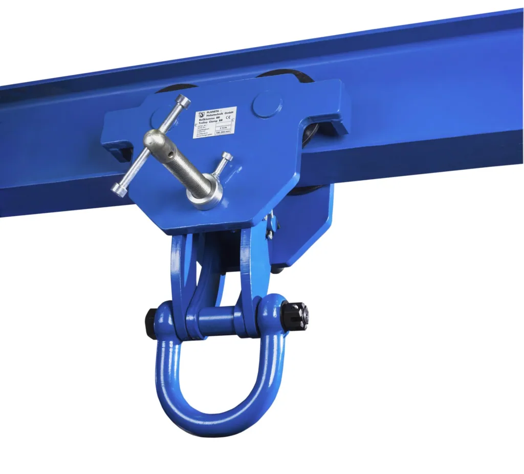 Rollklemme BR 20, Tragfähigkeit 2000 kg, Greifbereich 76 - 203 mm, Min. Kurvenradius 1,3 m