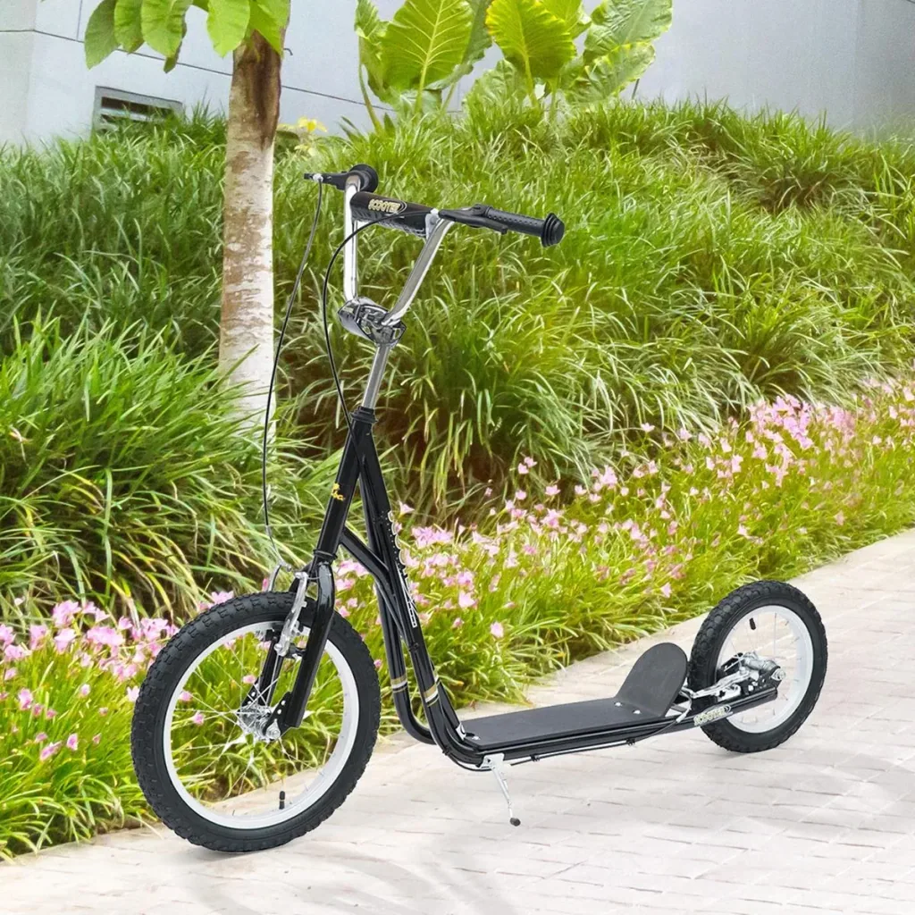 Kinderroller Scooter Tretroller Cityroller Kinder Roller Kickboard ab funf Jahren 16/12 Zoll Schwarz 135 x 58 x 92-100 c