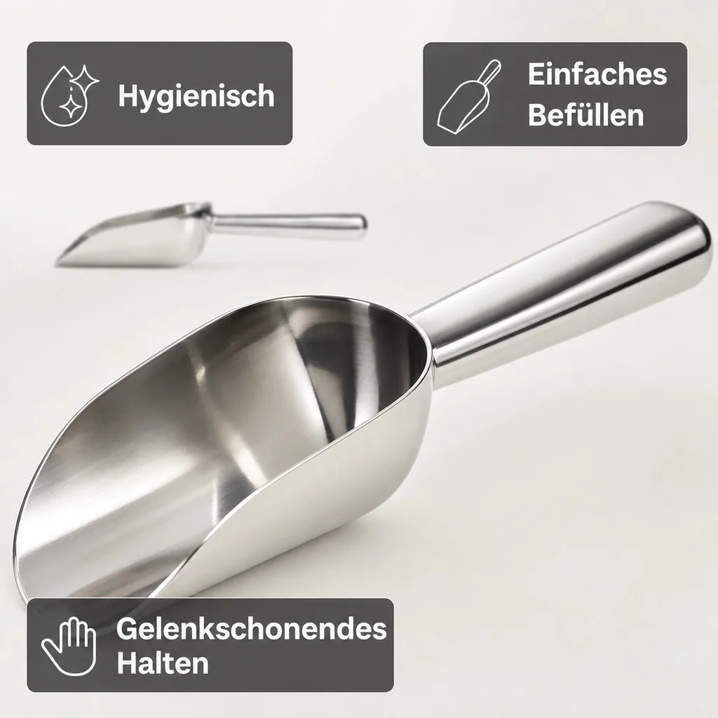 Eisschaufel Edelstahl poliert - Profi scoop, 5 oz.(148 ml.) 180 mm lang