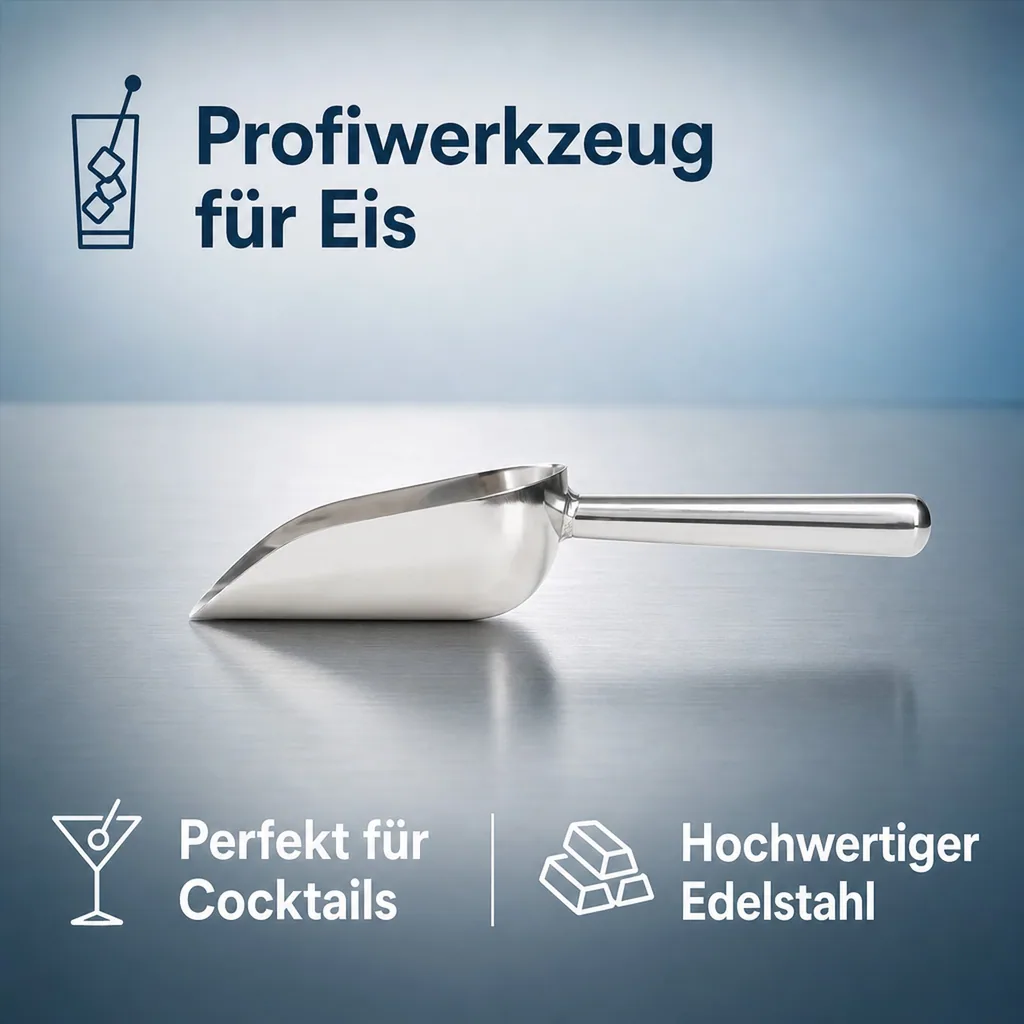 Eisschaufel Edelstahl poliert - Profi scoop, 5 oz.(148 ml.) 180 mm lang