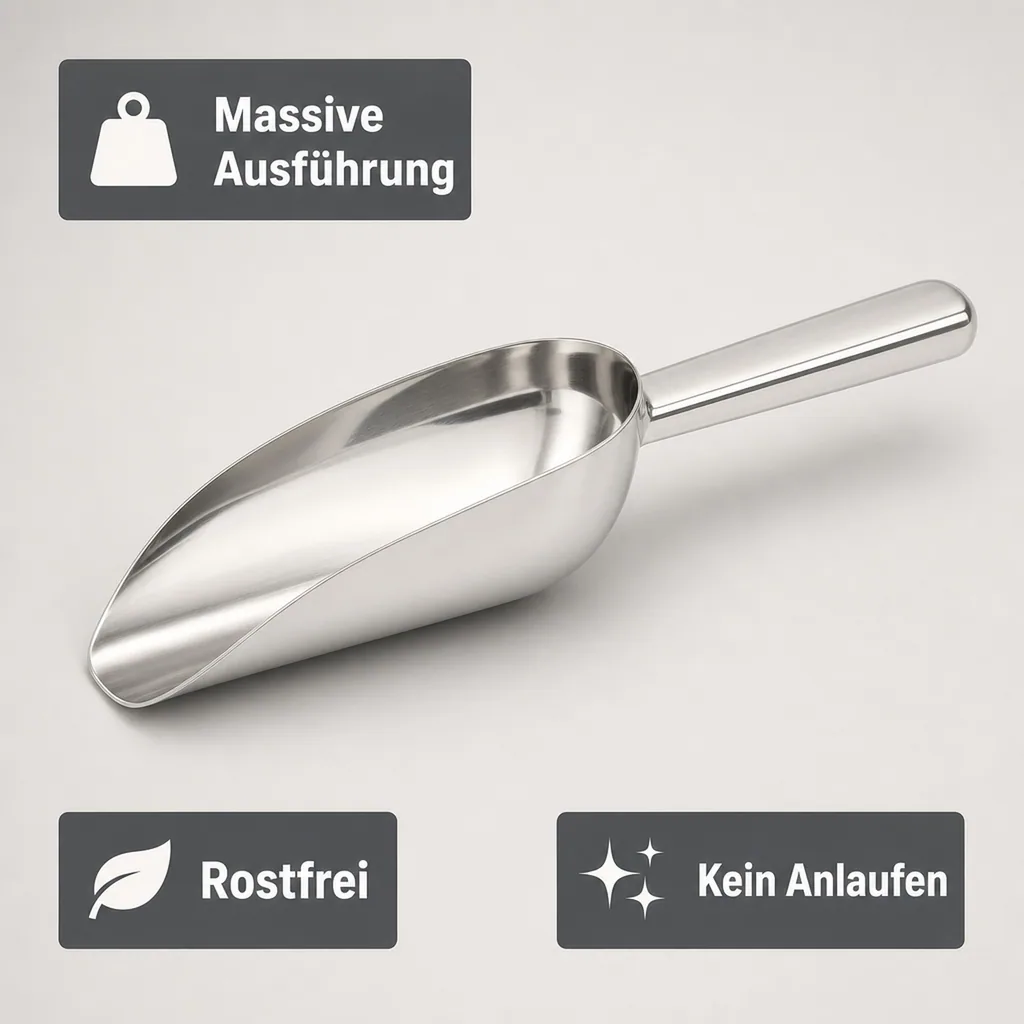 Eisschaufel Edelstahl poliert - Profi scoop, 5 oz.(148 ml.) 180 mm lang