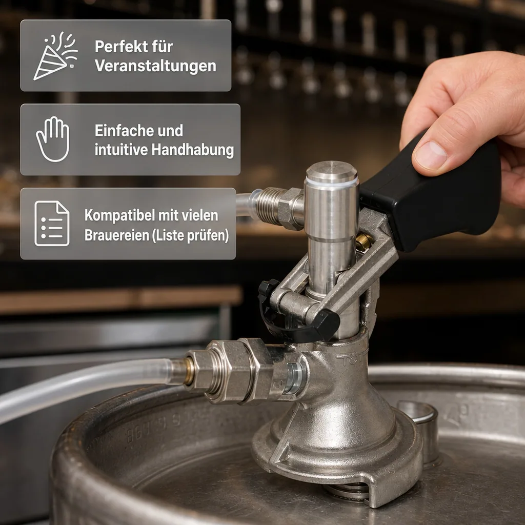 Zapfkopf - Keg Verschluss, Kombi - Fitting, seitlicher Ausgang (Thekenanstich)