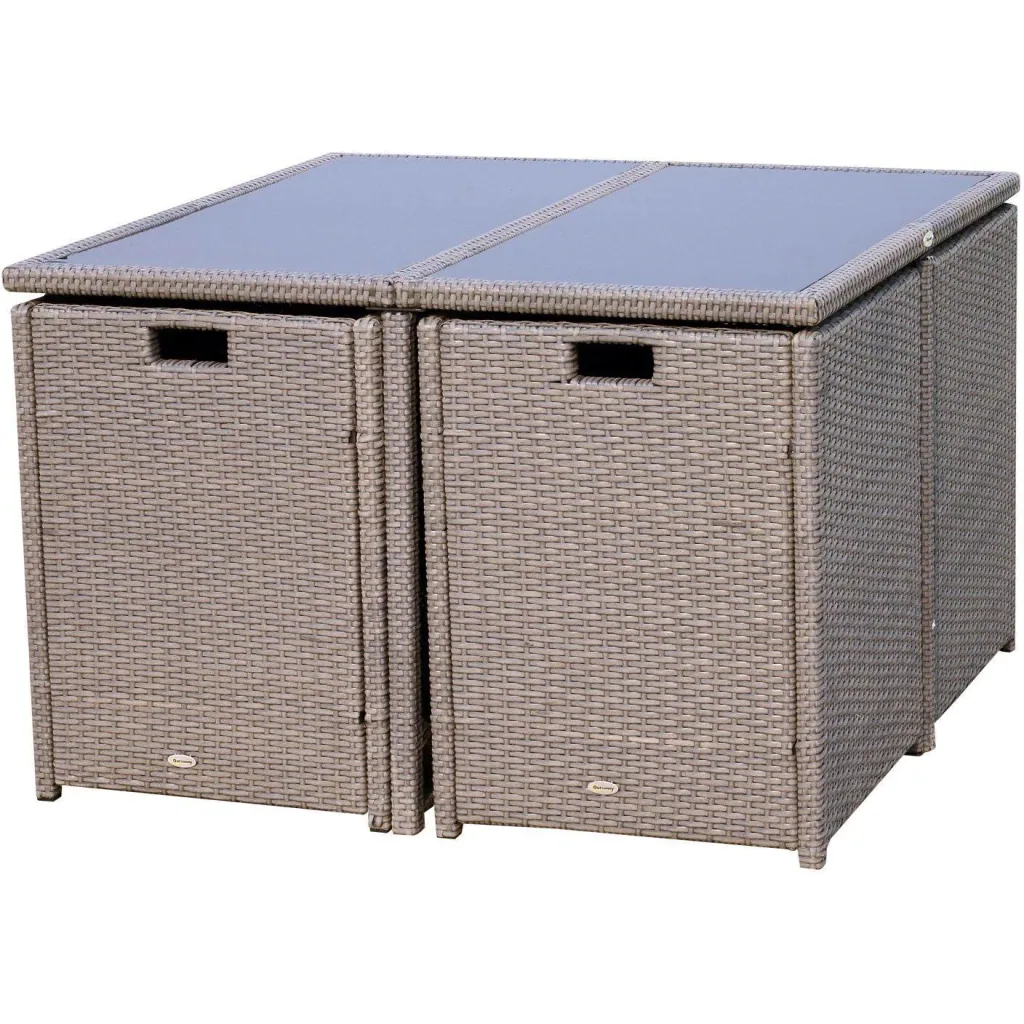 Sitzgruppe Polyrattan Gartenset 21 tlg, mit Kissen Grau