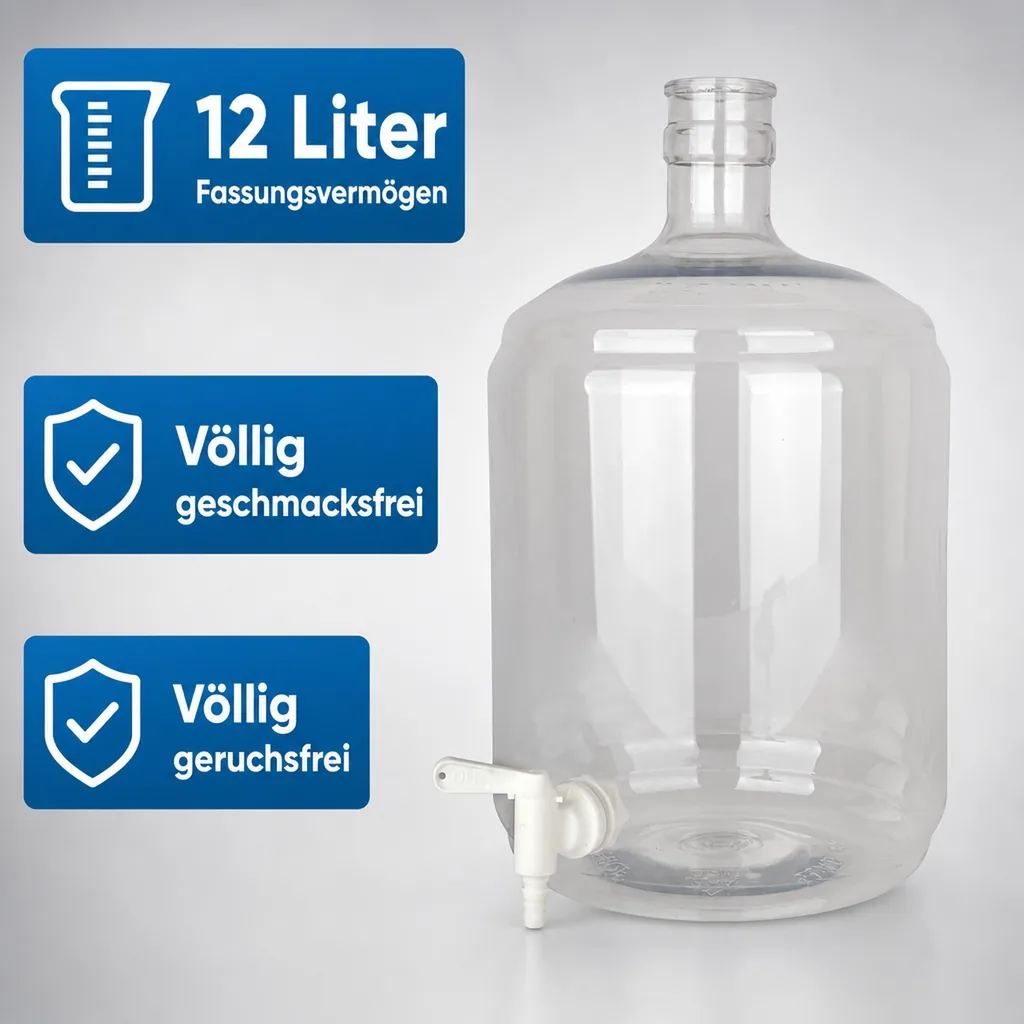 Weinballon, Glasballon - PET 12 Liter mit Hahn 5/16-7/16