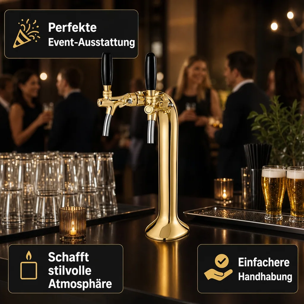 Schanksäule, Bierzapfsäule, Gold, 2-leitig, elegant