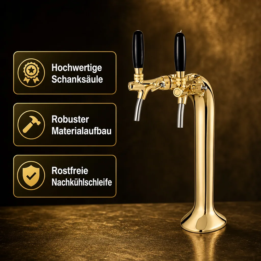 Schanksäule, Bierzapfsäule, Gold, 2-leitig, elegant