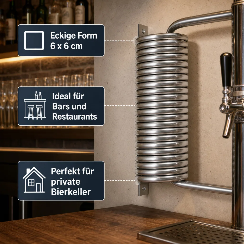 Bier Kühl- und Beruhigungsschlange aus CNS 6 x 6 cm eckig