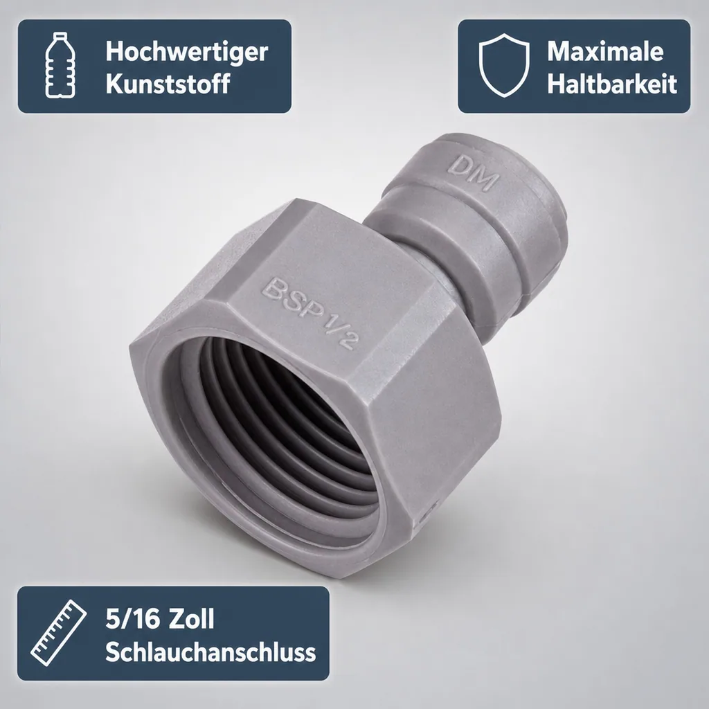 Steckverbinder mit Innengewinde 5/16" Schlauch x 1/2"BSP(P) | Kunststoff, Konisch, Hochdruckfest