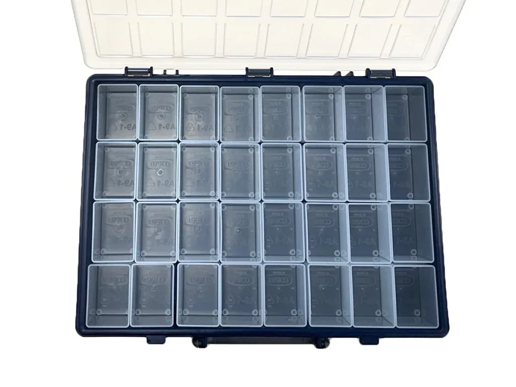 NL Sortimentskasten / Aufbewahrungsbox - Enthält 32 herausnehmbare Schalen - 26,1 x 33,8 x 5,7 cm