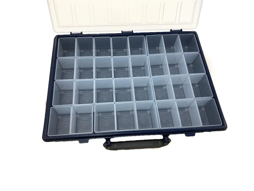 NL Sortimentskasten / Aufbewahrungsbox - Enthält 32 herausnehmbare Schalen - 26,1 x 33,8 x 5,7 cm