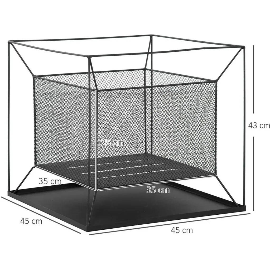 Feuerkorb modern schwarz 45 x 45 x 43 cm