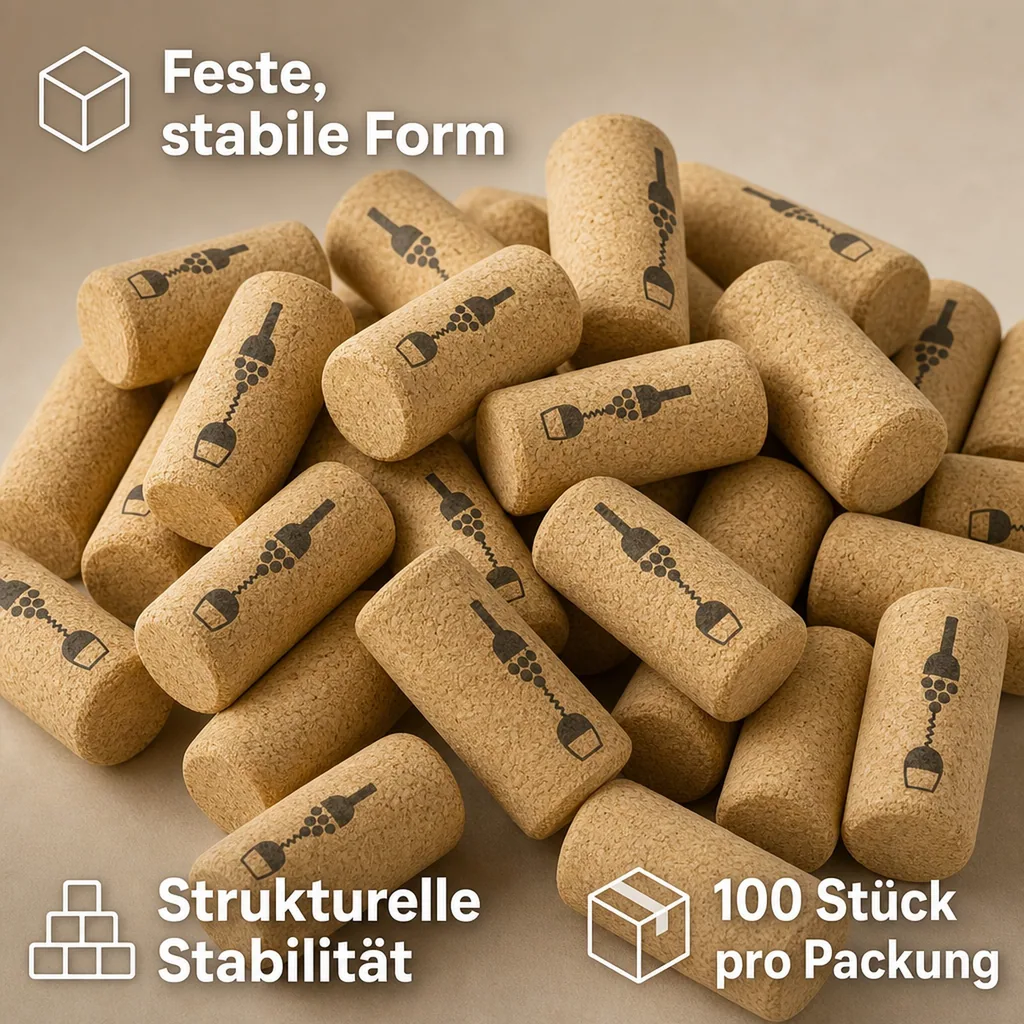 Weinkorken, Naturkorken für weinflaschen - 38 mm, Mikrogranulat - 100 St