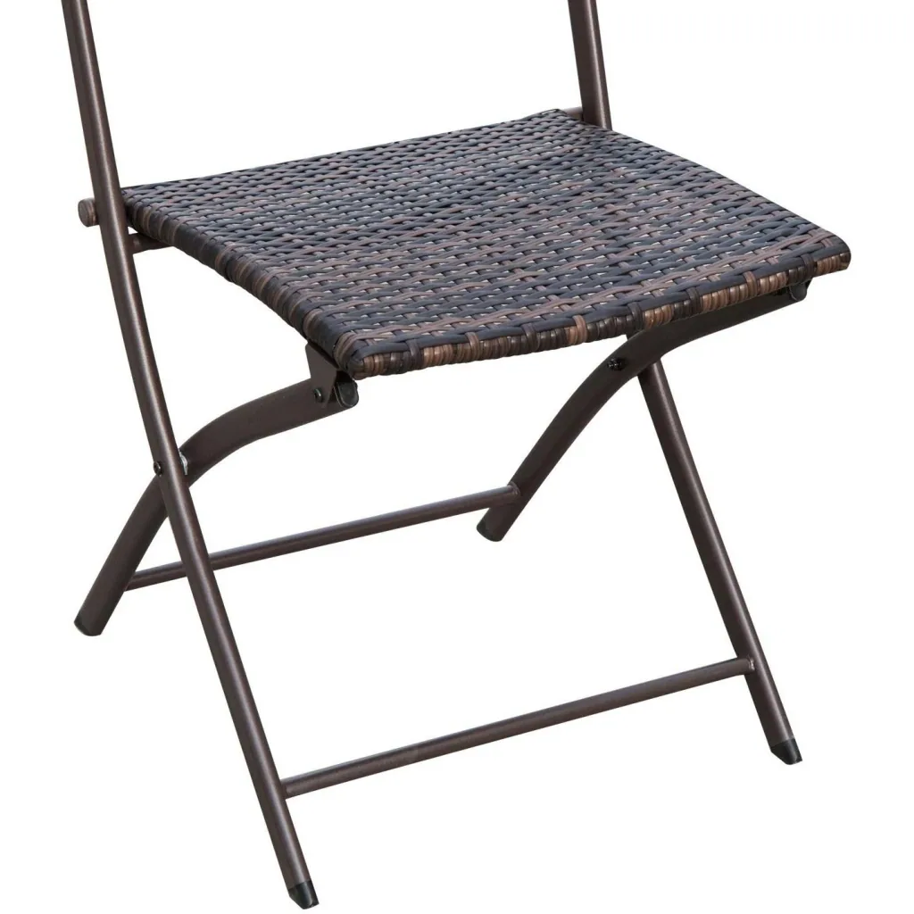 Bistroset Balkonset 3 tlg, Polyrattan Klappbar Braun