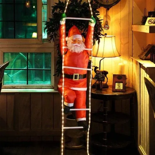 Weihnachtsmann auf Leiter mit 120 LEDs